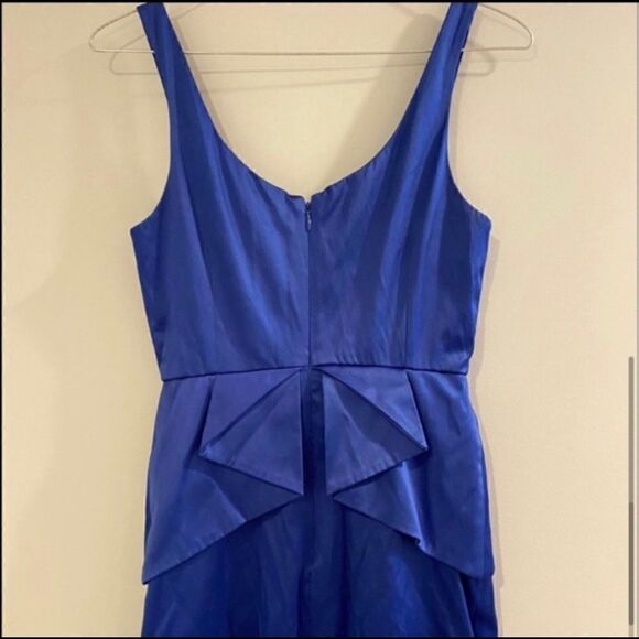 BCBGENERATION SILKY ROYAL BLUE PEPLUM MINI DRESS 0 - Picture 5 of 7